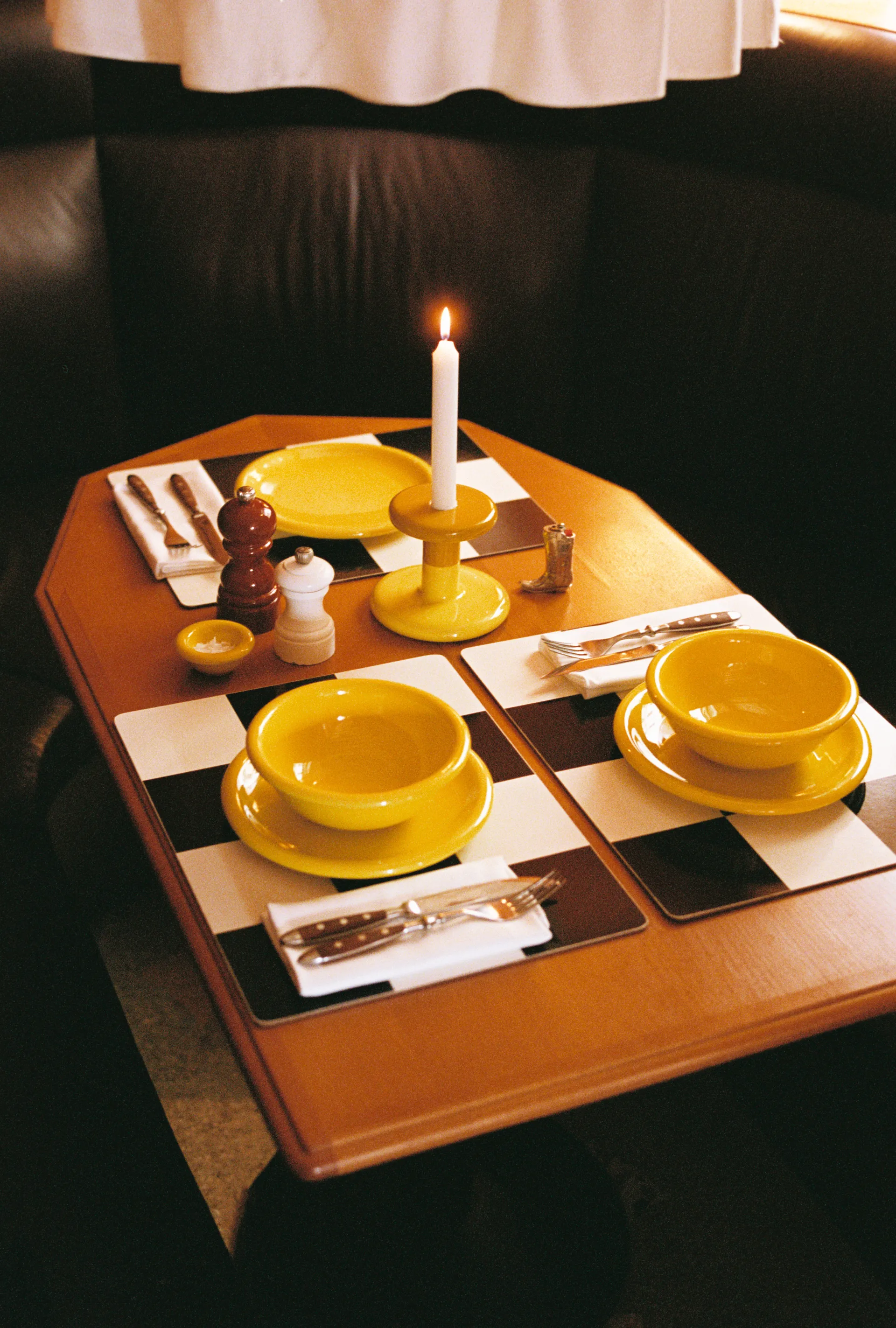 Check dækkeserviet 30x40 cm 2-pak, Butter-burgundy Hem