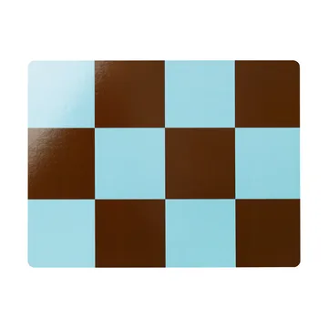 Check dækkeserviet 30x40 cm 2-pak - Light blue-chocolate - Hem