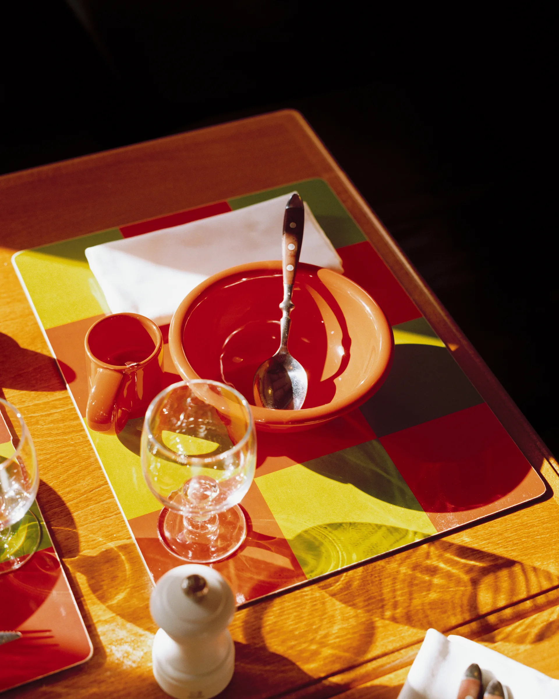 Check dækkeserviet 30x40 cm 2-pak, Terracotta-cobalt Hem