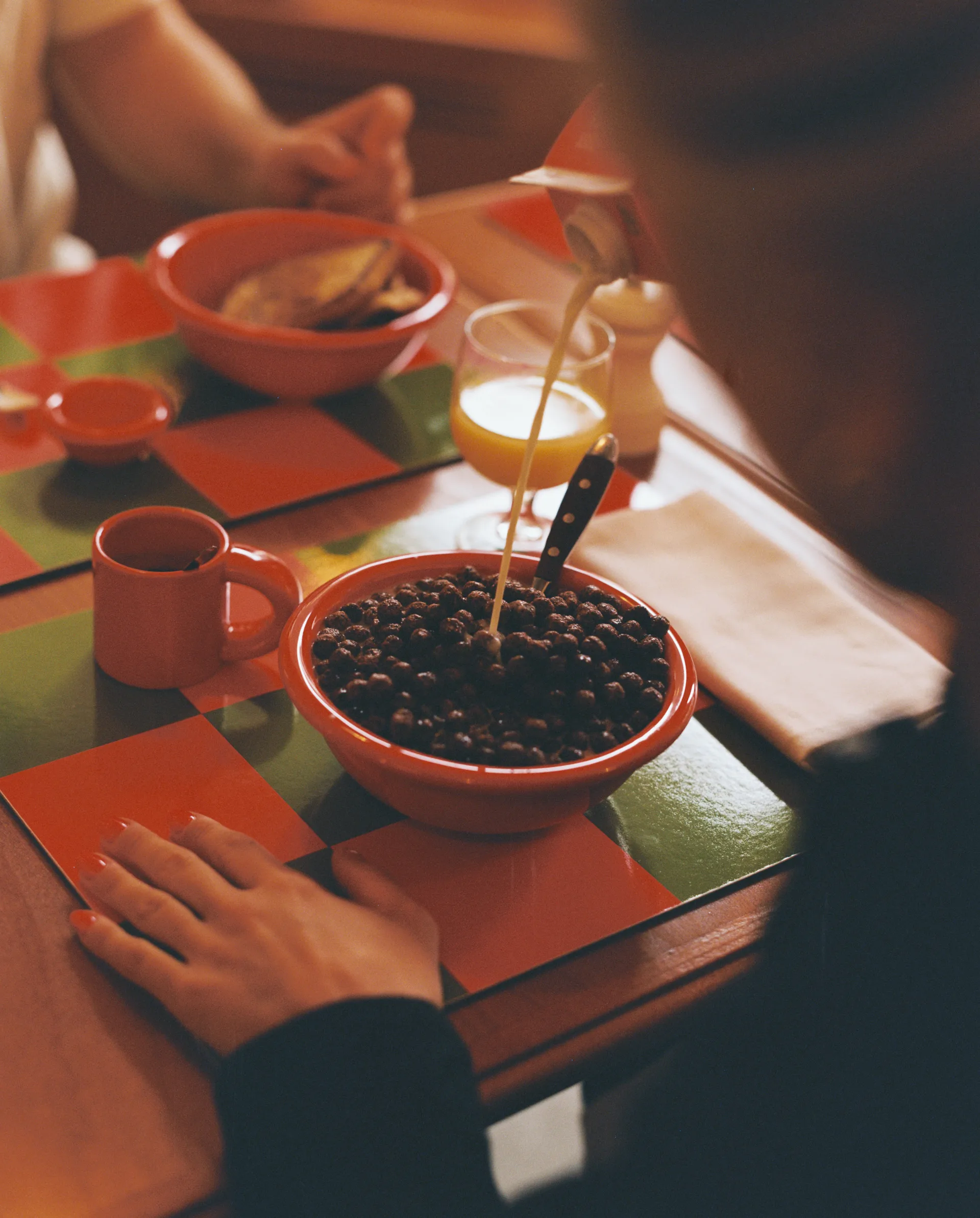 Check dækkeserviet 30x40 cm 2-pak, Terracotta-cobalt Hem