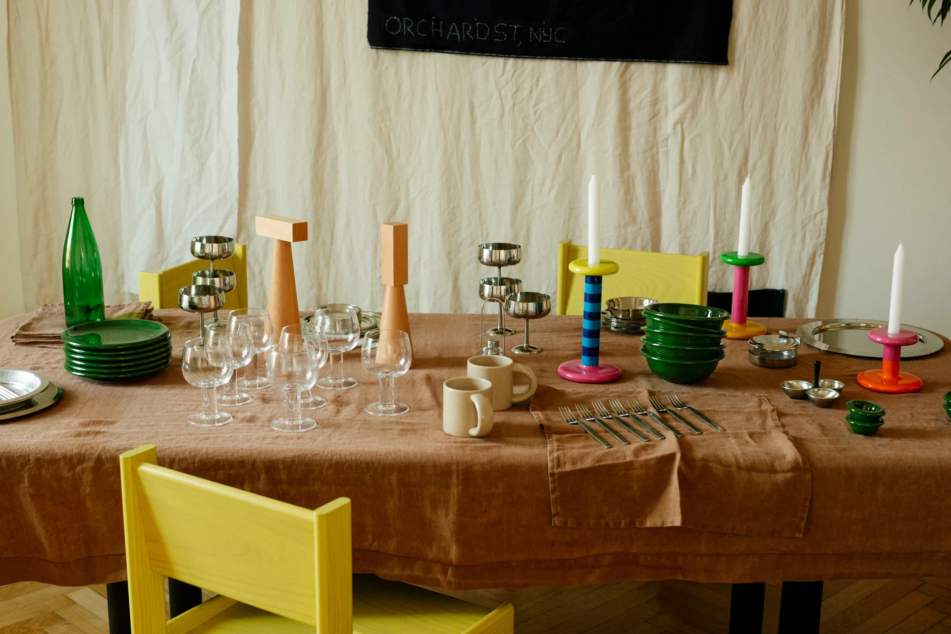 Pesa lysestage High 23 cm, Sky blue-night blue stripe Hem