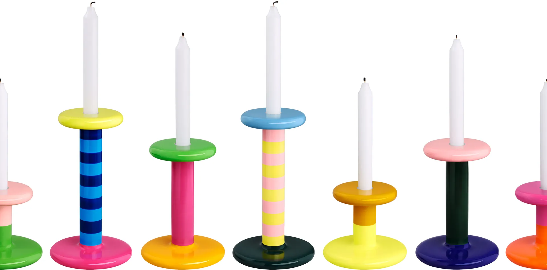 Pesa lysestage High 23 cm, Sky blue-night blue stripe Hem