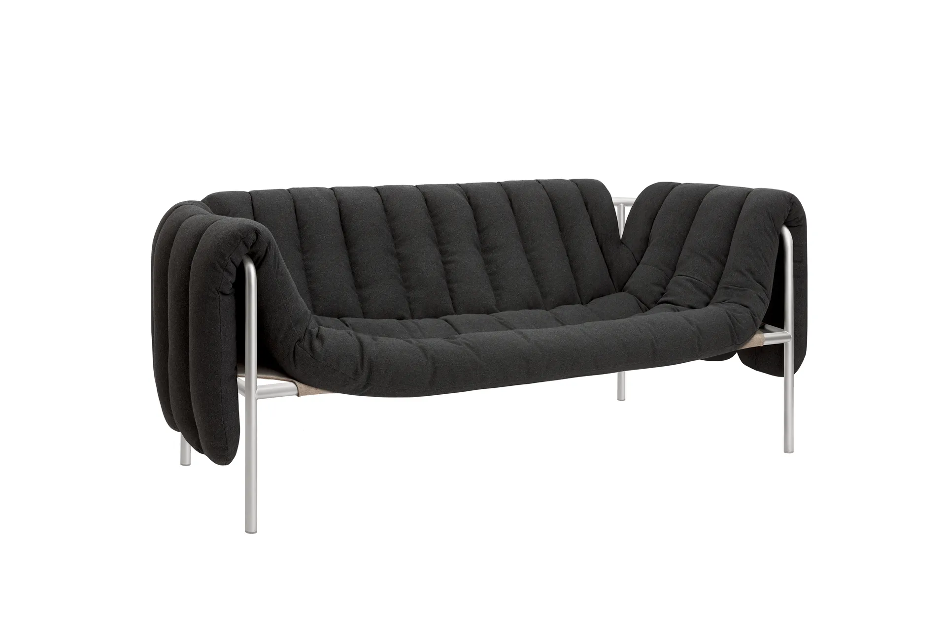 Puffy 2,5-pers. sofa 205 cm, Anthracite-rustfrit stål Hem
