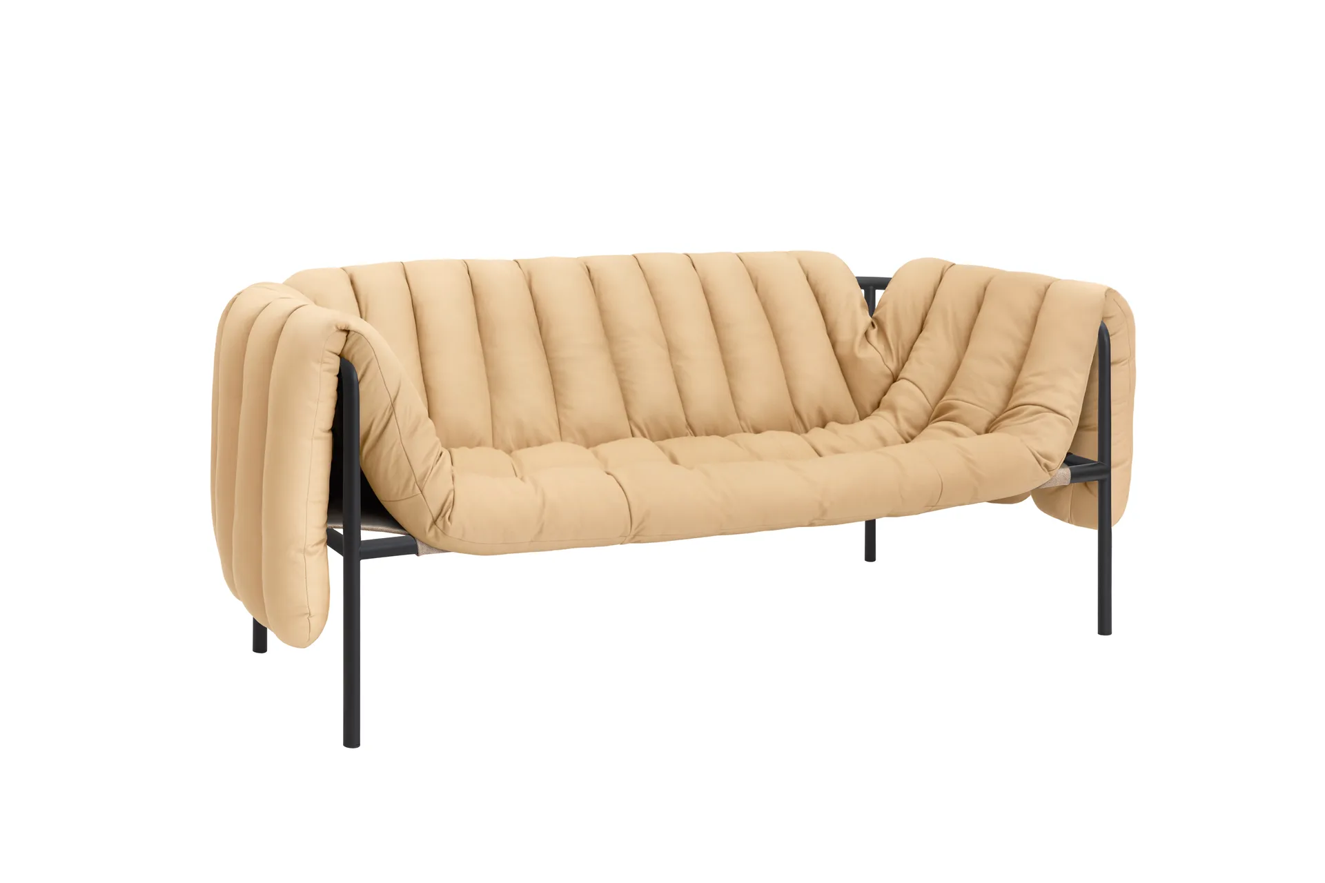 Puffy 2,5-pers. sofa 205 cm, Sand leather-black grey Hem