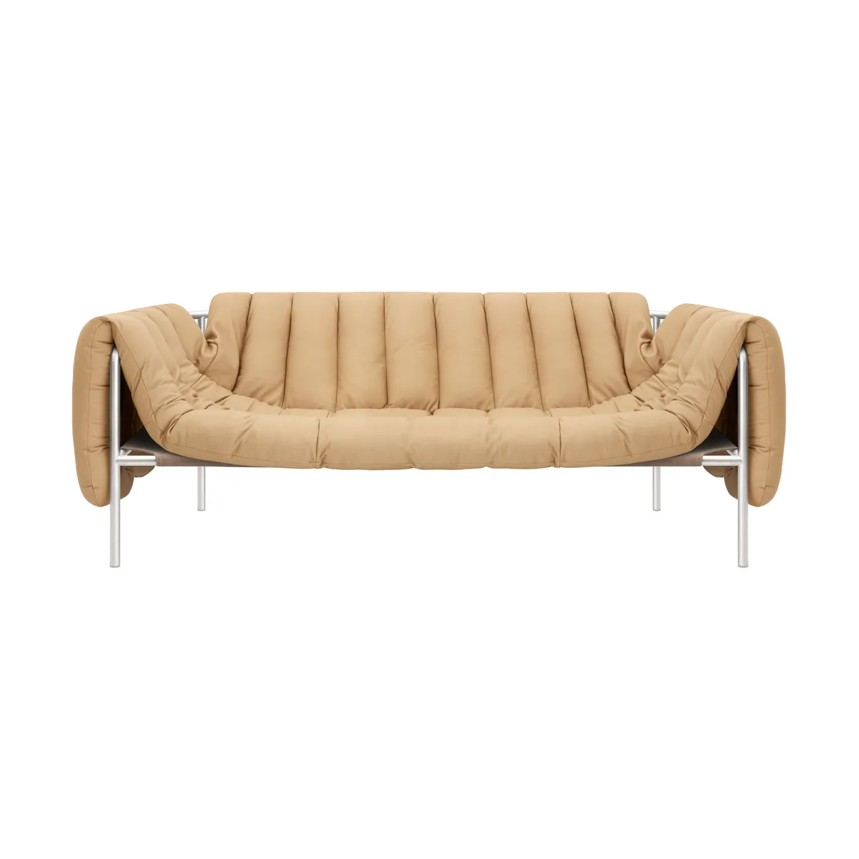 Hem Puffy 2,5-pers. sofa 205 cm Sand leather-rustfrit stål