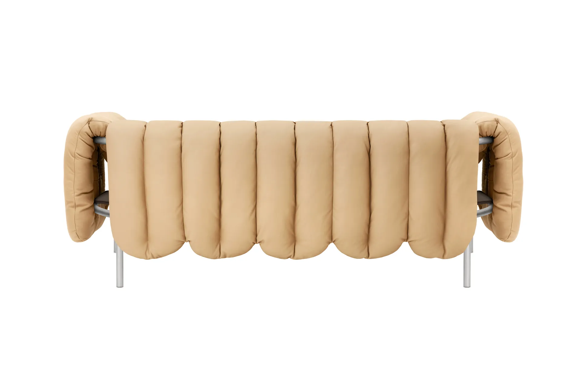 Puffy 2,5-pers. sofa 205 cm, Sand leather-rustfrit stål Hem