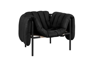 Puffy loungelænestol - Black leather-black grey - Hem