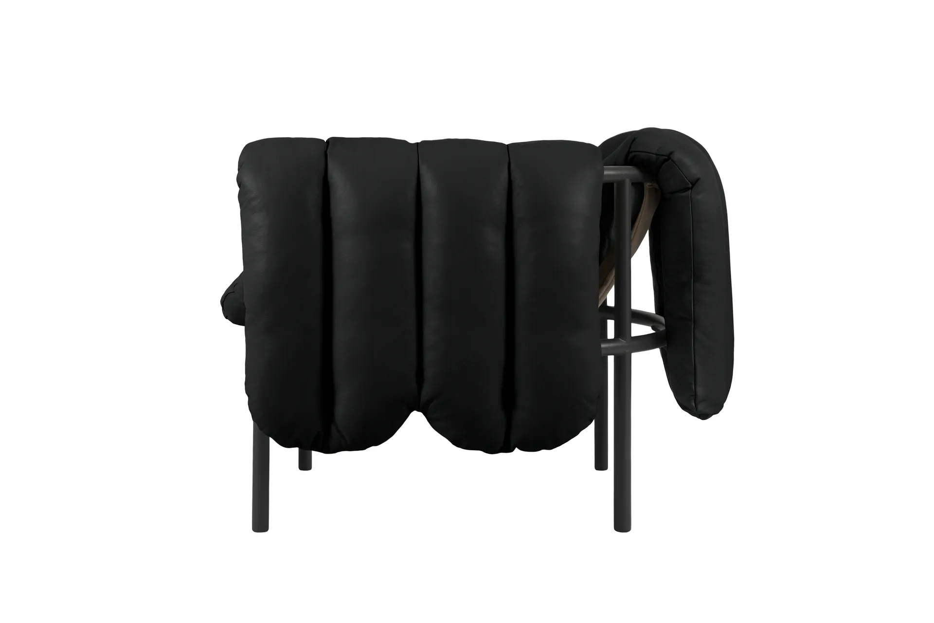 Puffy loungelænestol, Black leather-black grey Hem