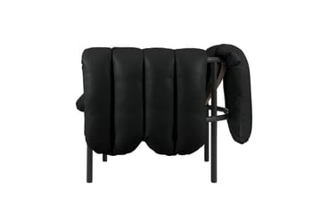 Puffy loungelænestol - Black leather-black grey - Hem