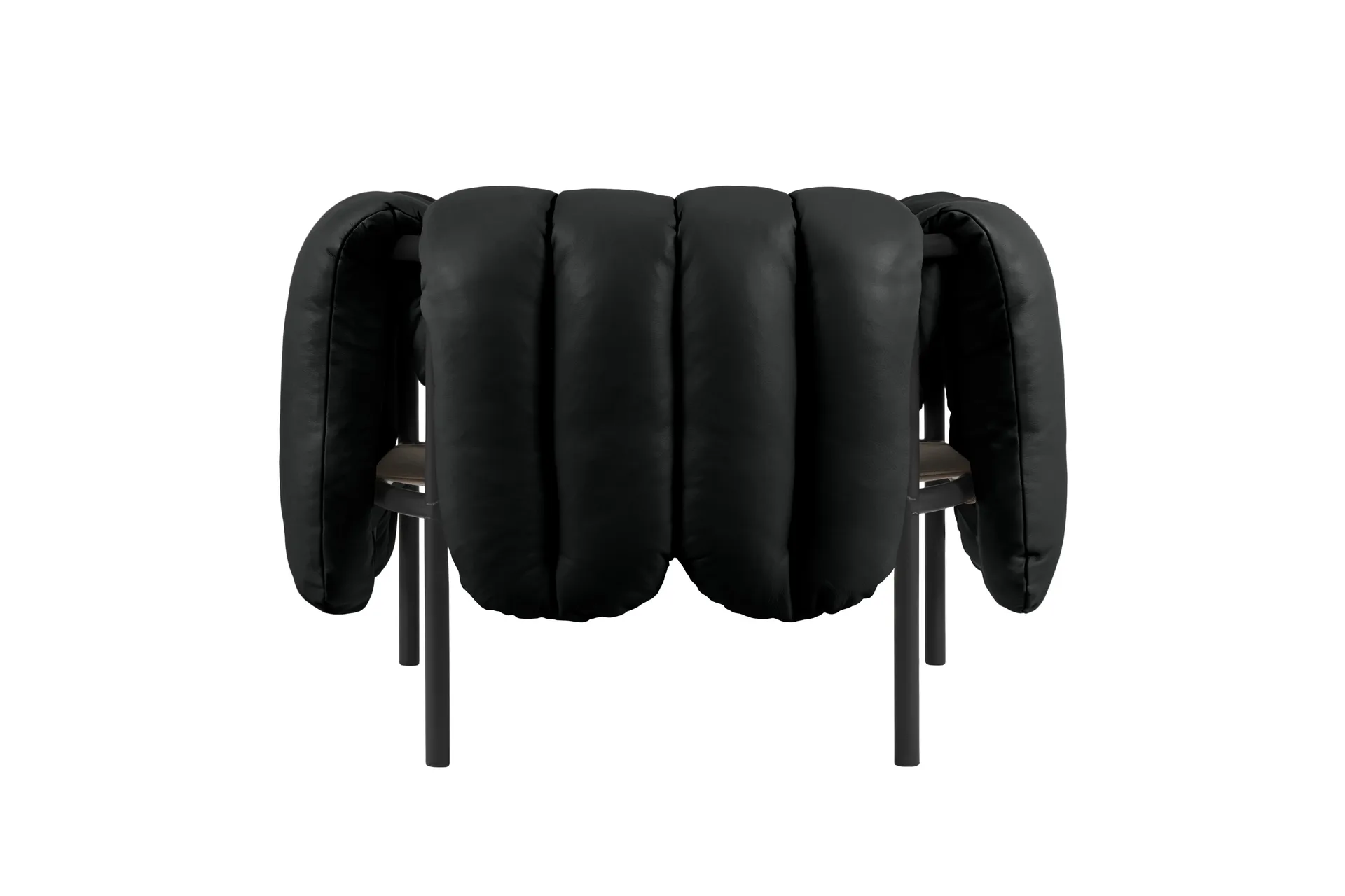 Puffy loungelænestol, Black leather-black grey Hem