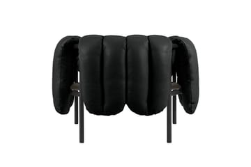 Puffy loungelænestol - Black leather-black grey - Hem