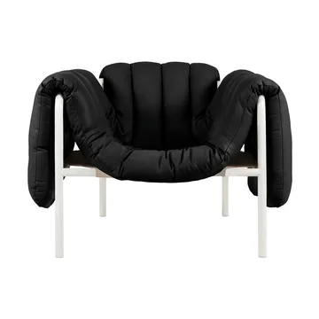 Puffy loungelænestol - Black leather-cream - Hem