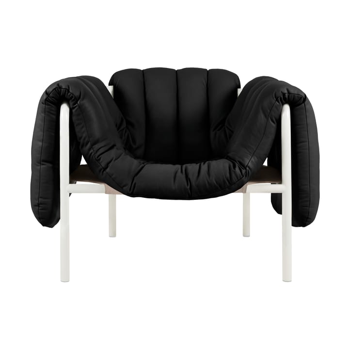Puffy loungelænestol - Black leather-cream - Hem