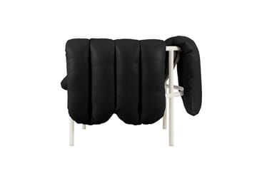 Puffy loungelænestol - Black leather-cream - Hem