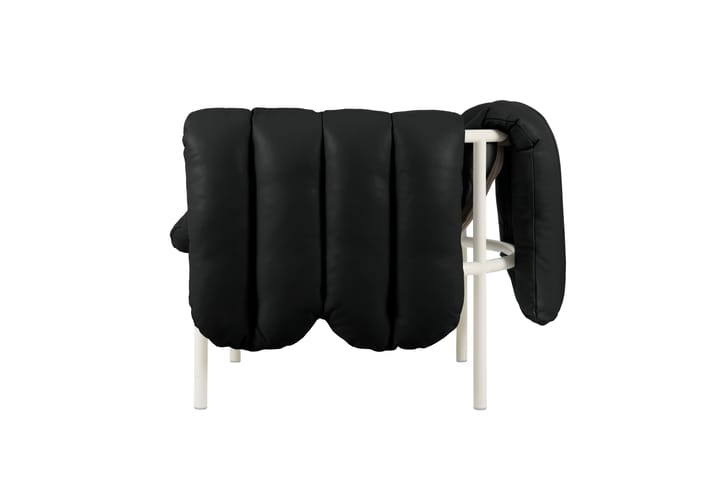Puffy loungelænestol, Black leather-cream Hem