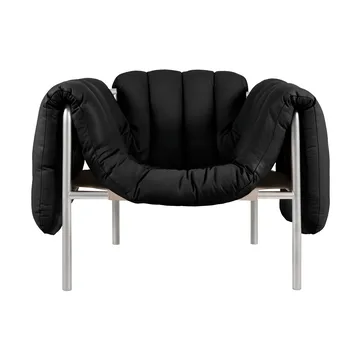 Puffy loungelænestol - Black leather-rustfrit stål - Hem