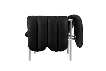 Puffy loungelænestol - Black leather-rustfrit stål - Hem