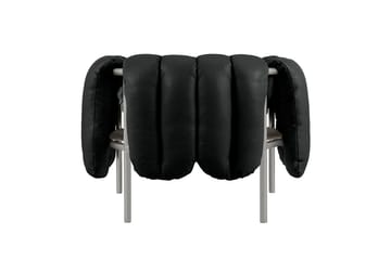 Puffy loungelænestol - Black leather-rustfrit stål - Hem