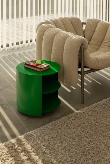 Puffy loungelænestol - Dark green leather-rustfrit stål - Hem