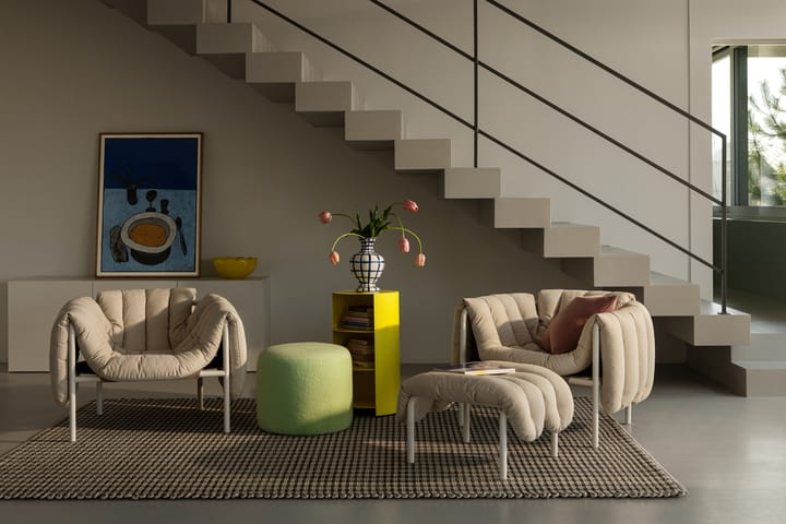 Puffy loungelænestol, Eggshell-black grey Hem