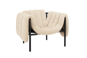 Puffy loungelænestol - Eggshell-black grey - Hem