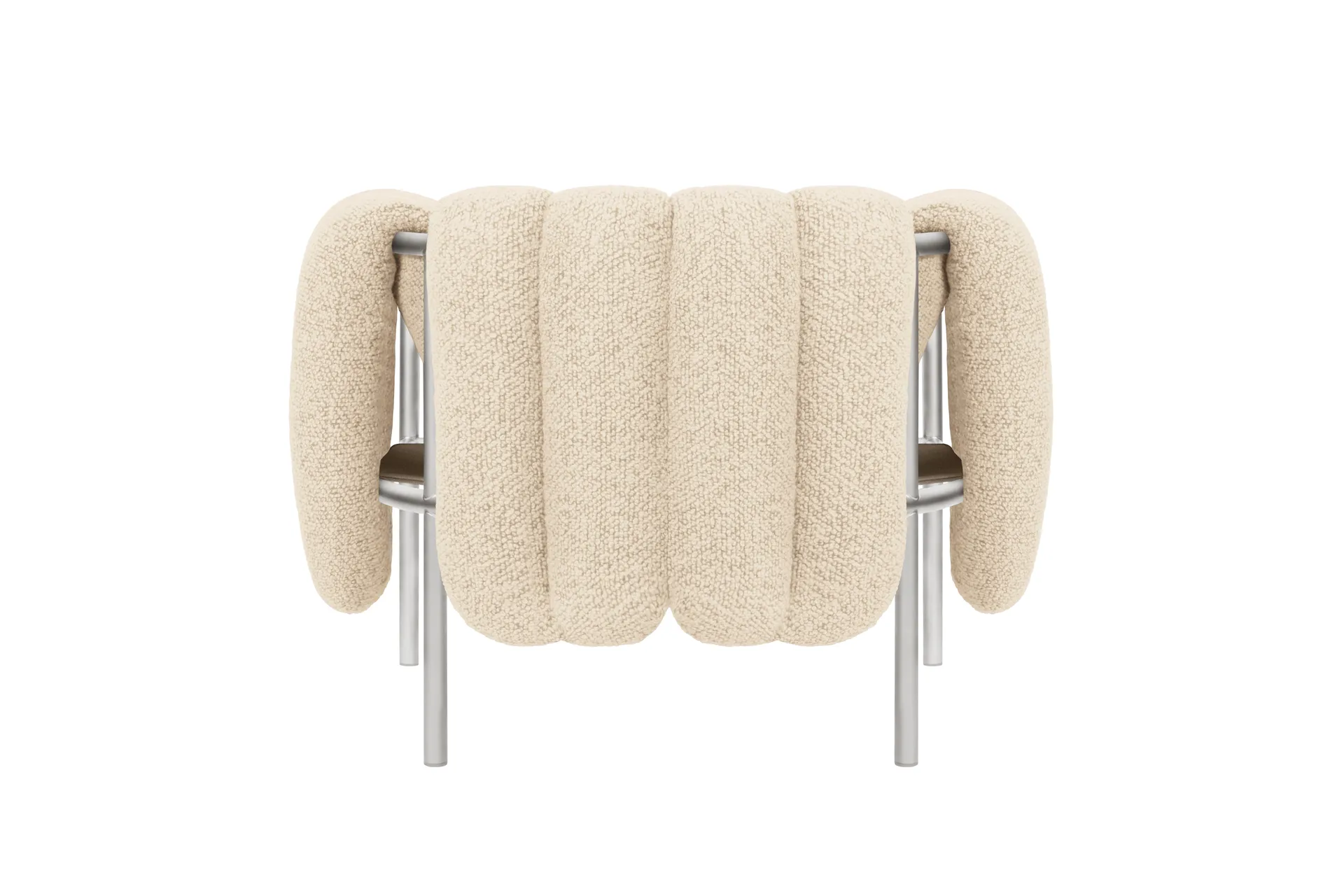 Puffy loungelænestol, Eggshell-rustfrit stål Hem