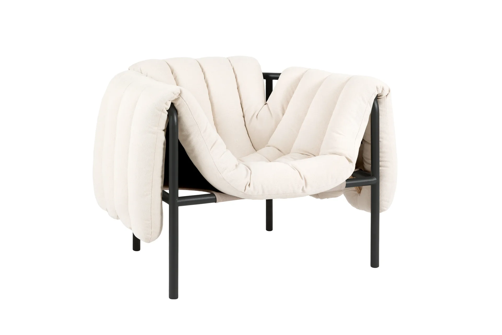 Puffy loungelænestol, Natural-black grey Hem