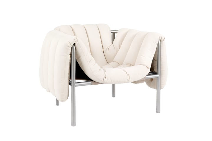 Puffy loungelænestol, Natural-rustfrit stål Hem