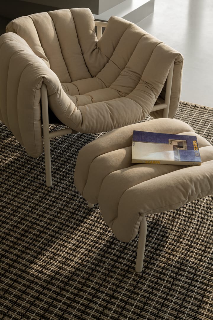 Puffy loungelænestol + ottoman, Sawdust-rustfrit stål Hem