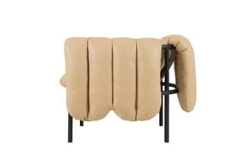 Puffy loungelænestol - Sand leather-black grey - Hem
