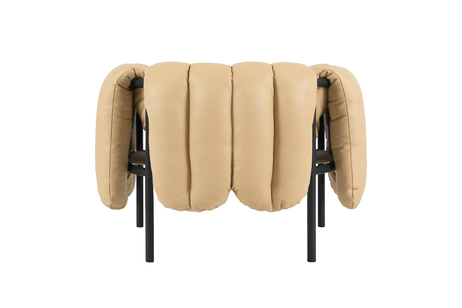 Puffy loungelænestol, Sand leather-black grey Hem