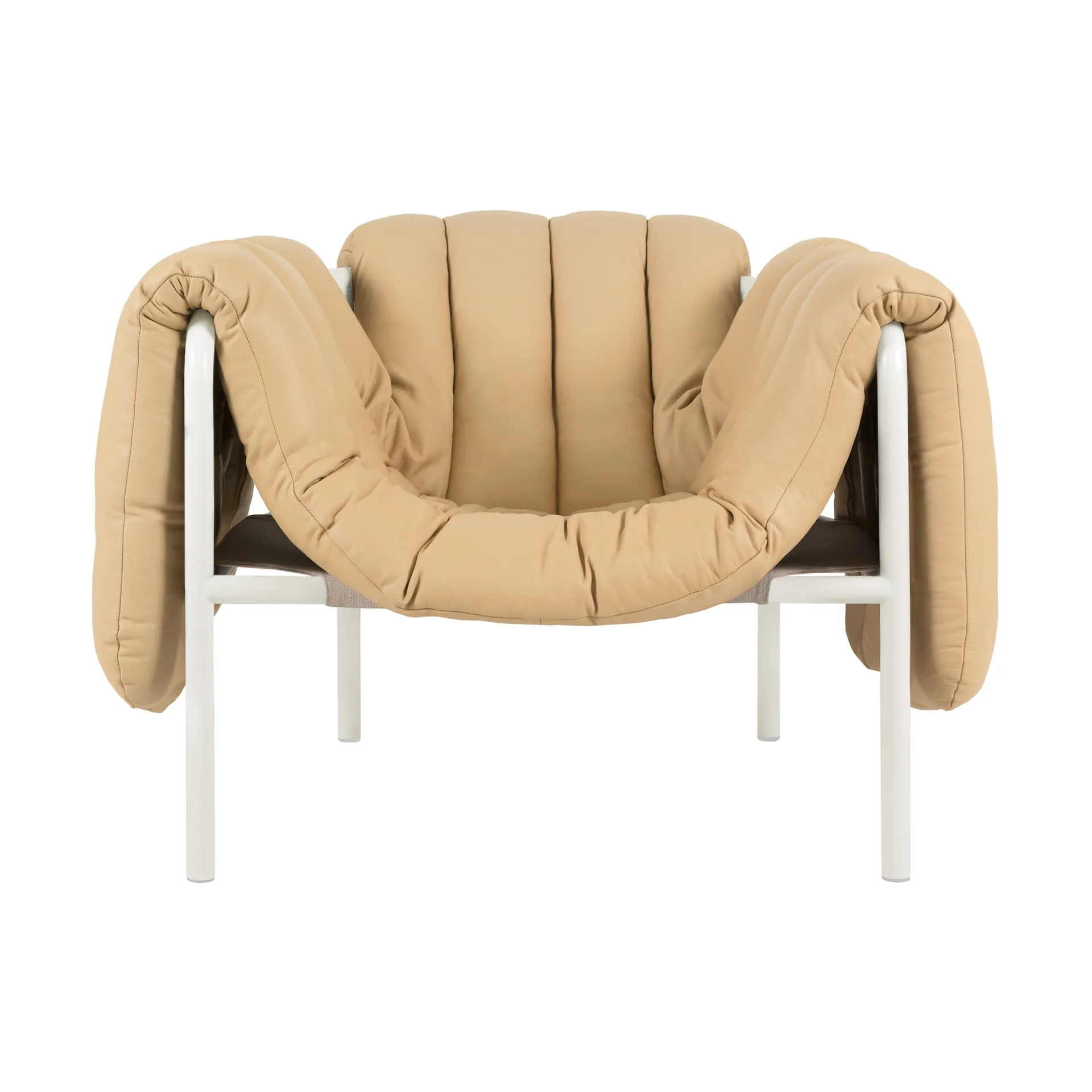 Puffy loungelænestol, Sand leather-cream Hem
