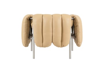 Puffy loungelænestol - Sand leather-rustfrit stål - Hem