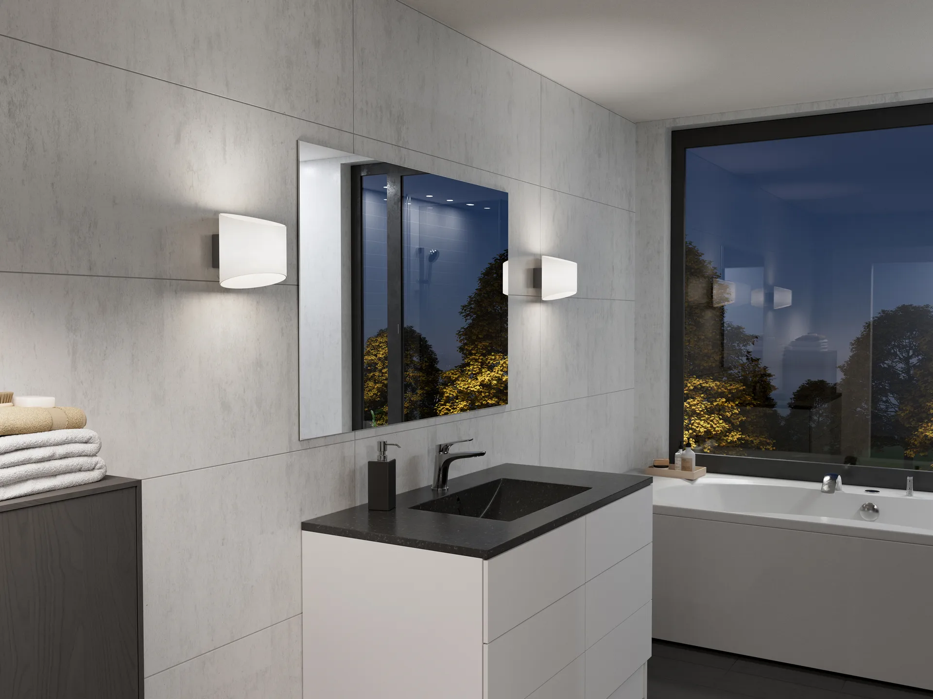 Evoke væglampe oval, Antracit-opalglas Herstal