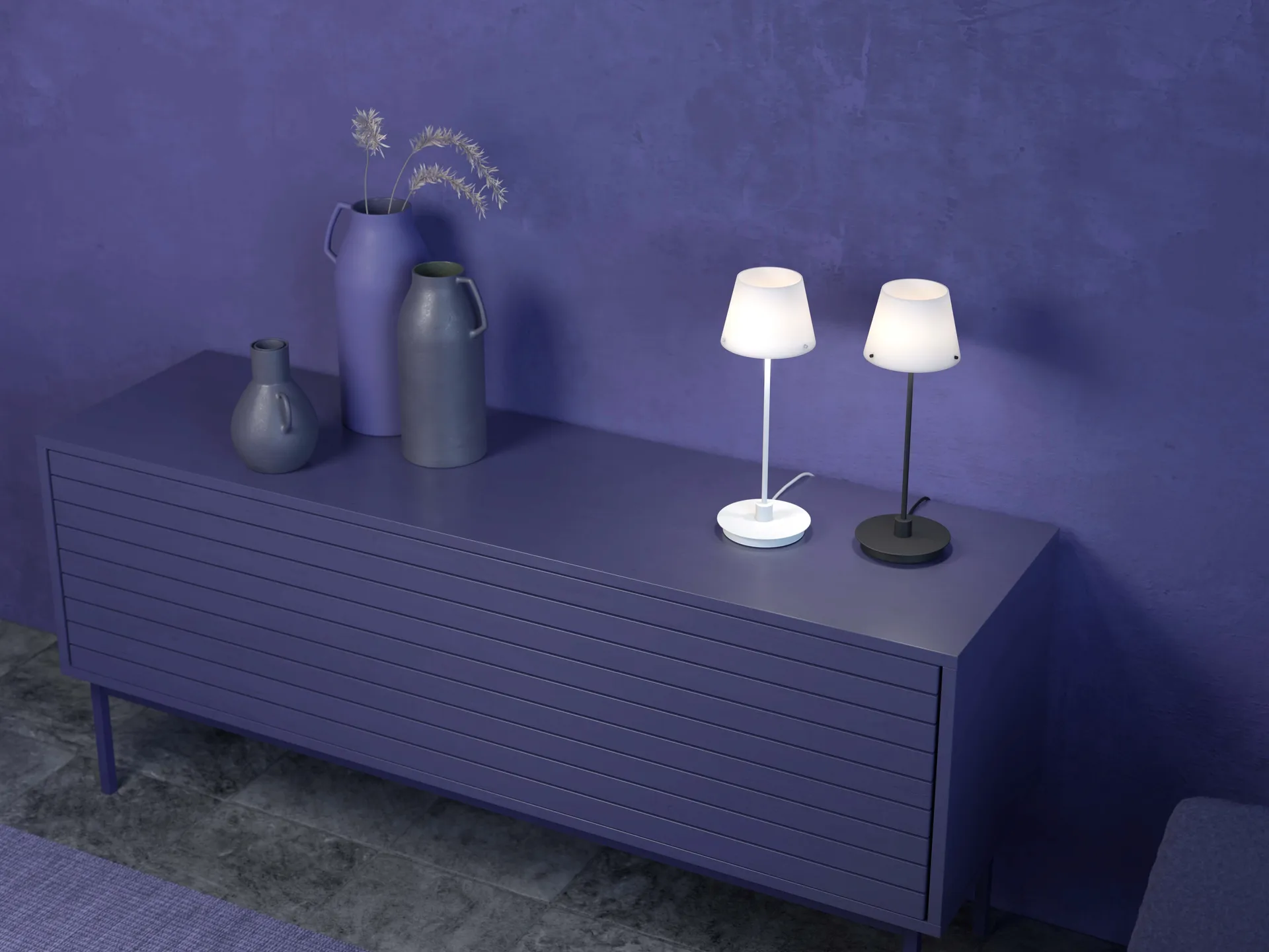 Gil il Grande bordlampe, Hvid/Opalglas Herstal