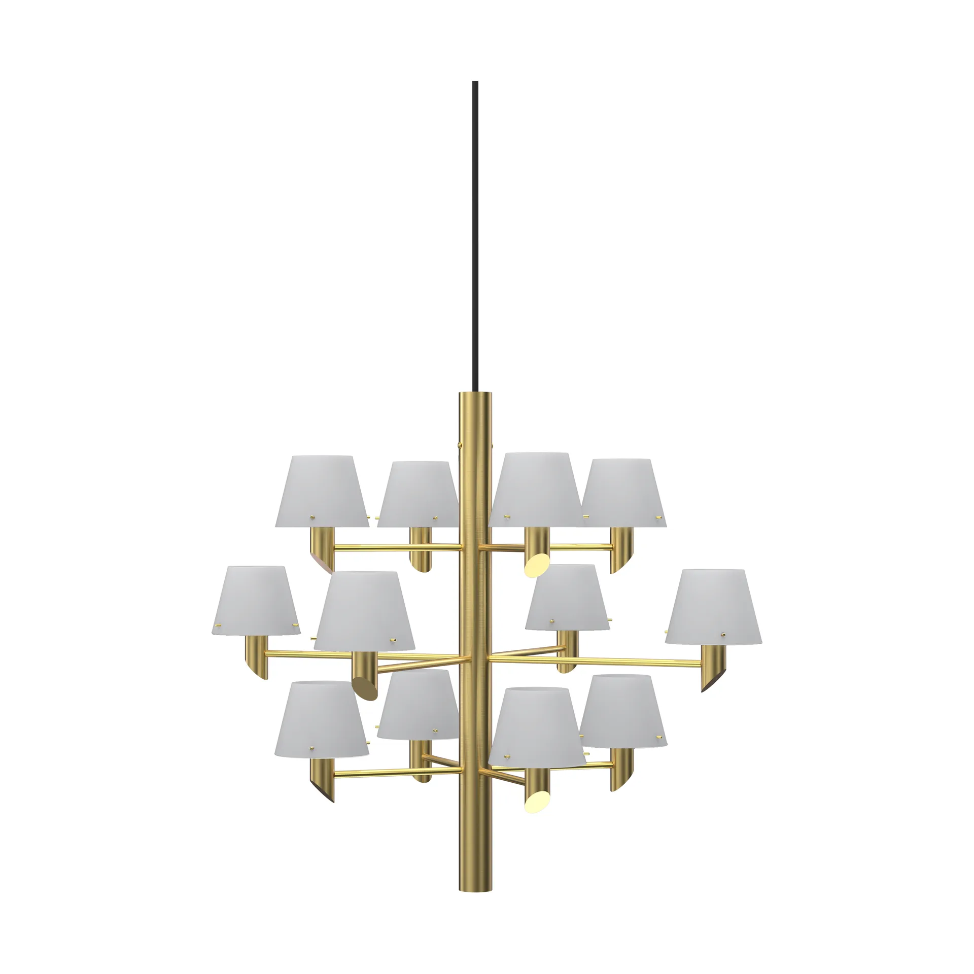 Gil krone 12 lysekrone, Satin brass-opal glas Herstal