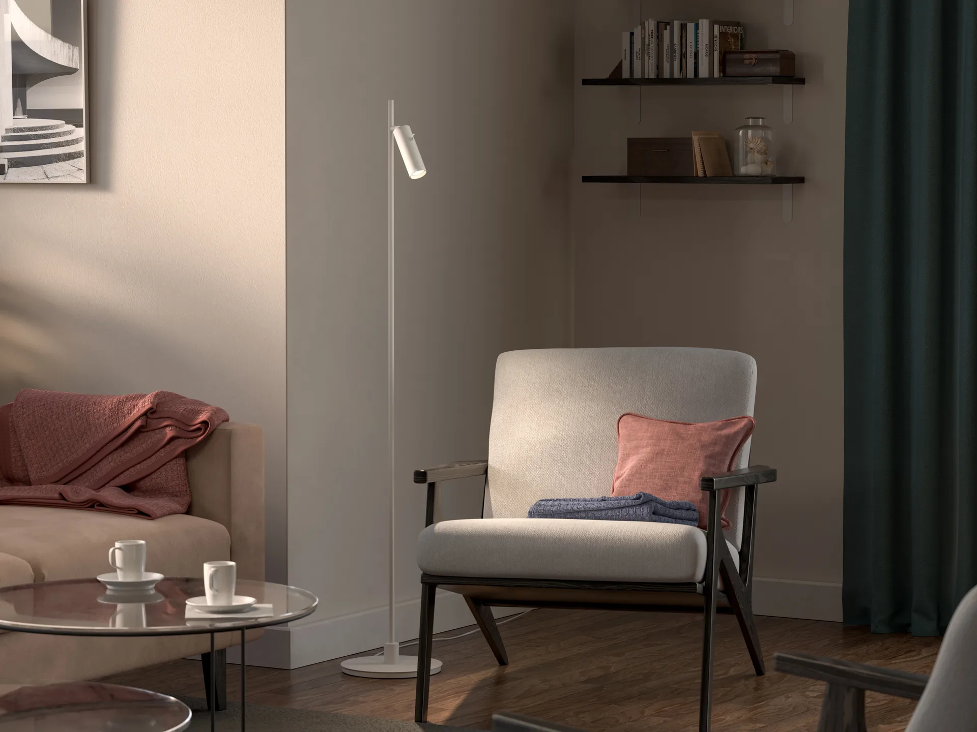 Pipeline gulvlampe, Mat hvid Herstal