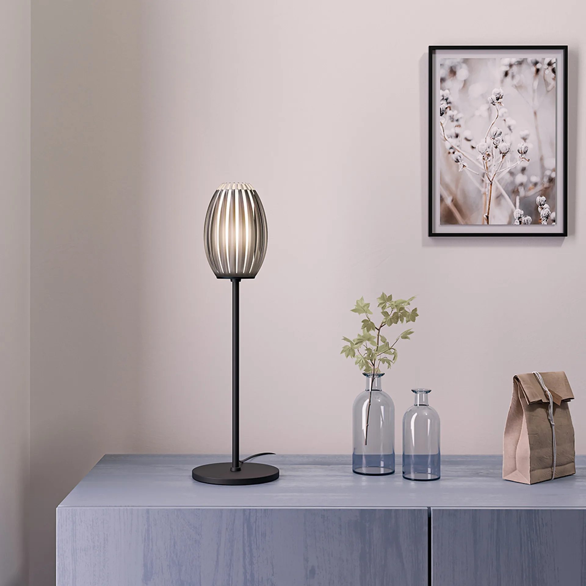 Tentacle bordlampe 50 cm, Sort/Røgfarvet Herstal