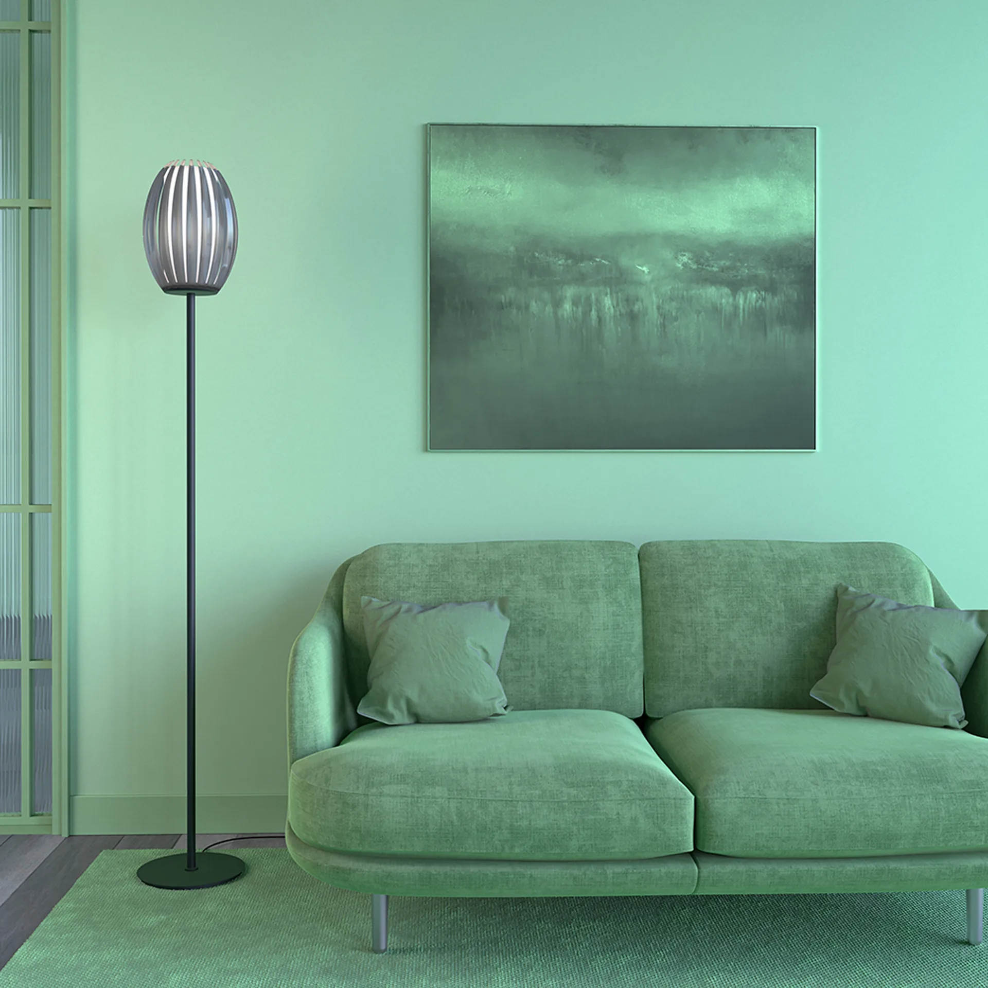 Tentacle gulvlampe 165 cm, Sort/Røgfarvet Herstal