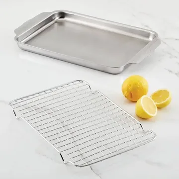 Hestan OvenBond kvadratpande med ovnriste - Rustfrit stål, 24x39 cm - Hestan