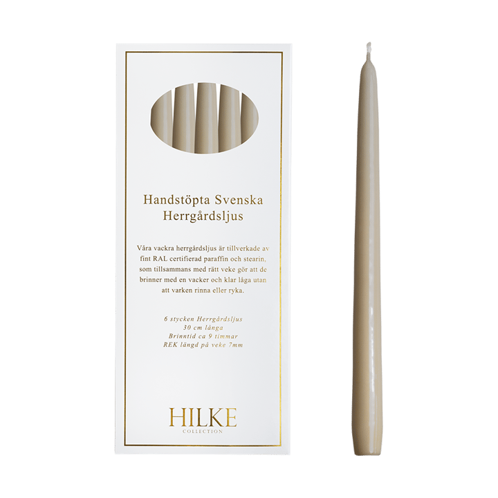 Herrgårdsljus lys 30 cm 6-pak - Lys beige - Hilke Collection