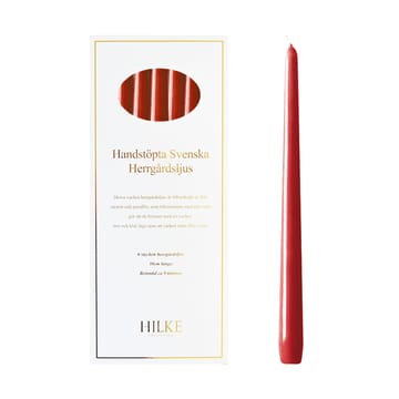 Herrgårdsljus lys 30 cm 6-pak - Rød glans - Hilke Collection