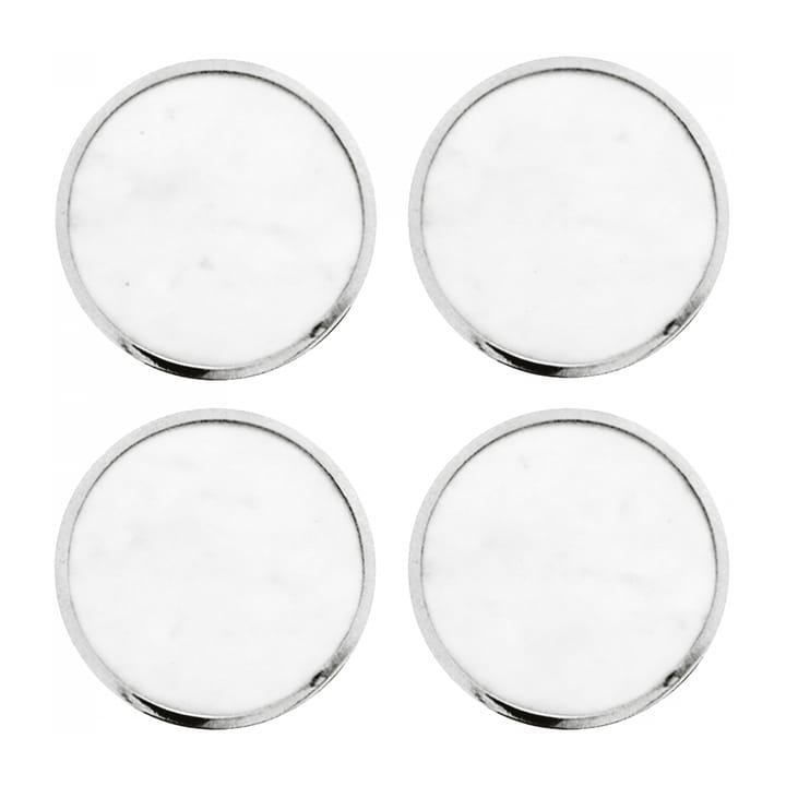 Hilke Collection coasters 4-pak - Hvid marmor/Forniklet messing - Hilke Collection