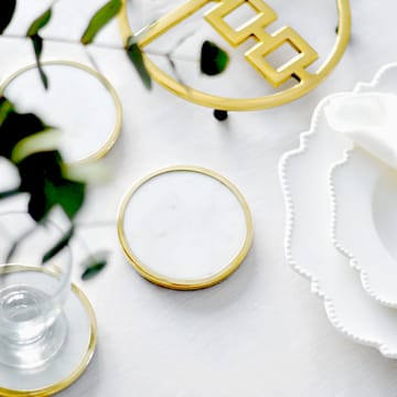 Hilke Collection coasters 4-pak - Hvid marmor/Solid messing - Hilke Collection