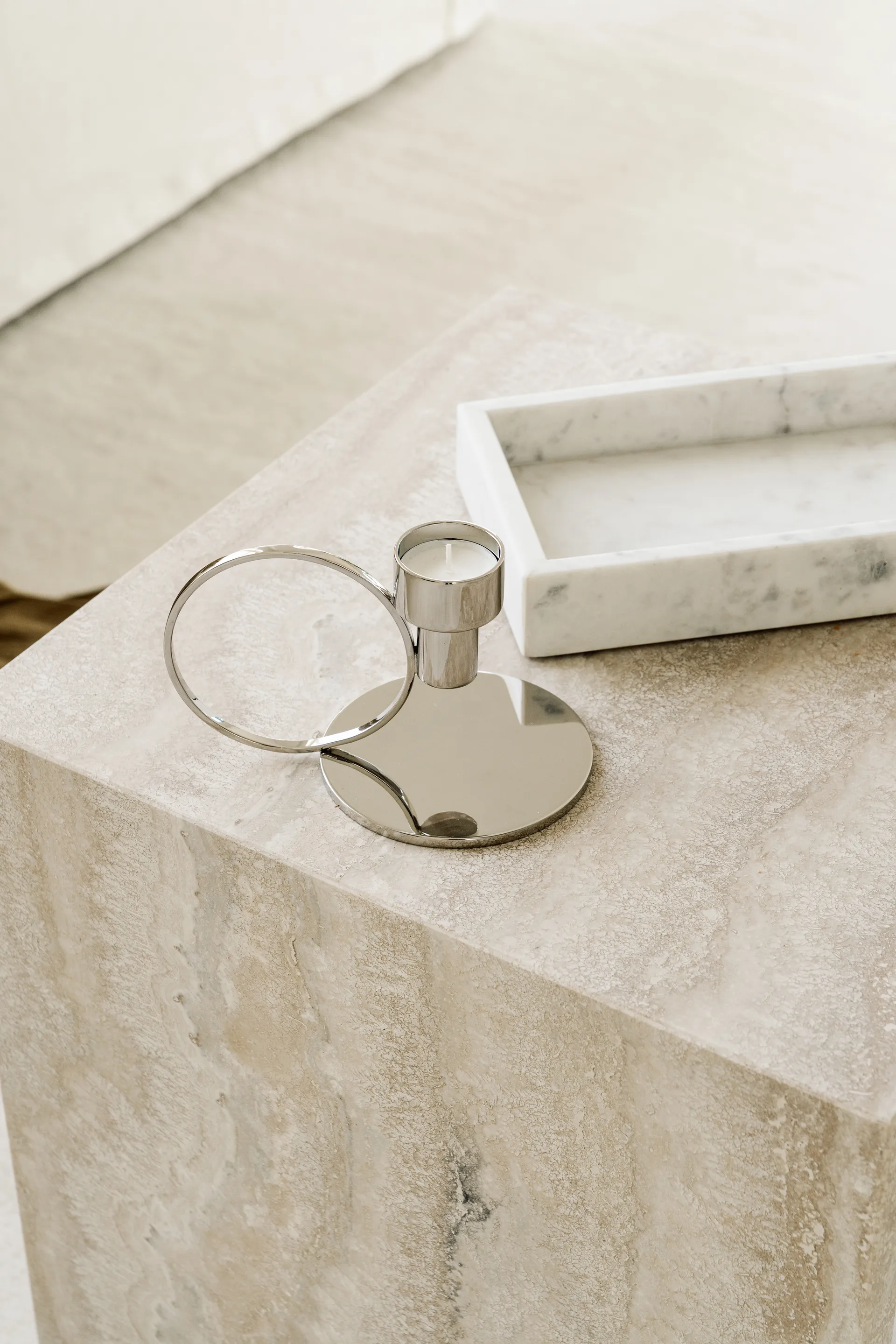 Insieme lysestage, Forkromet messing Hilke Collection