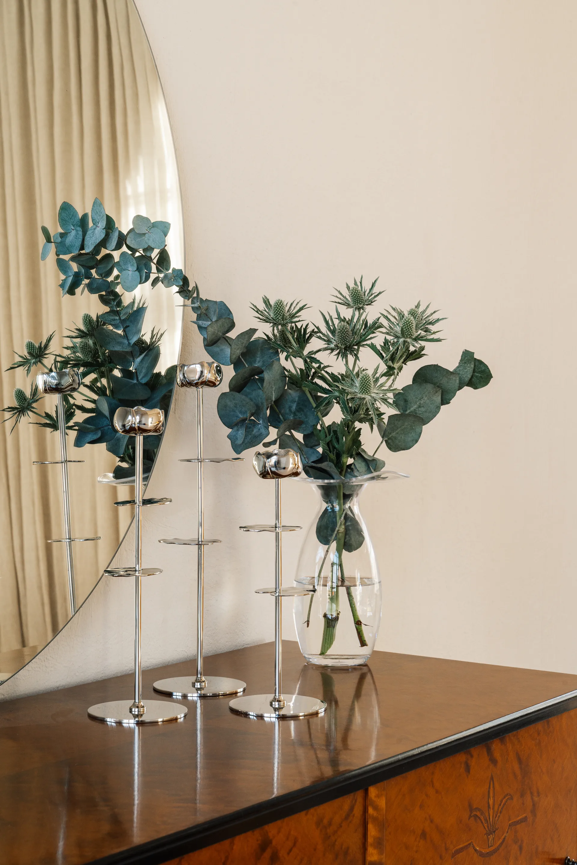 Ninfea Alta lysestage 30 cm, Forkromet messing Hilke Collection