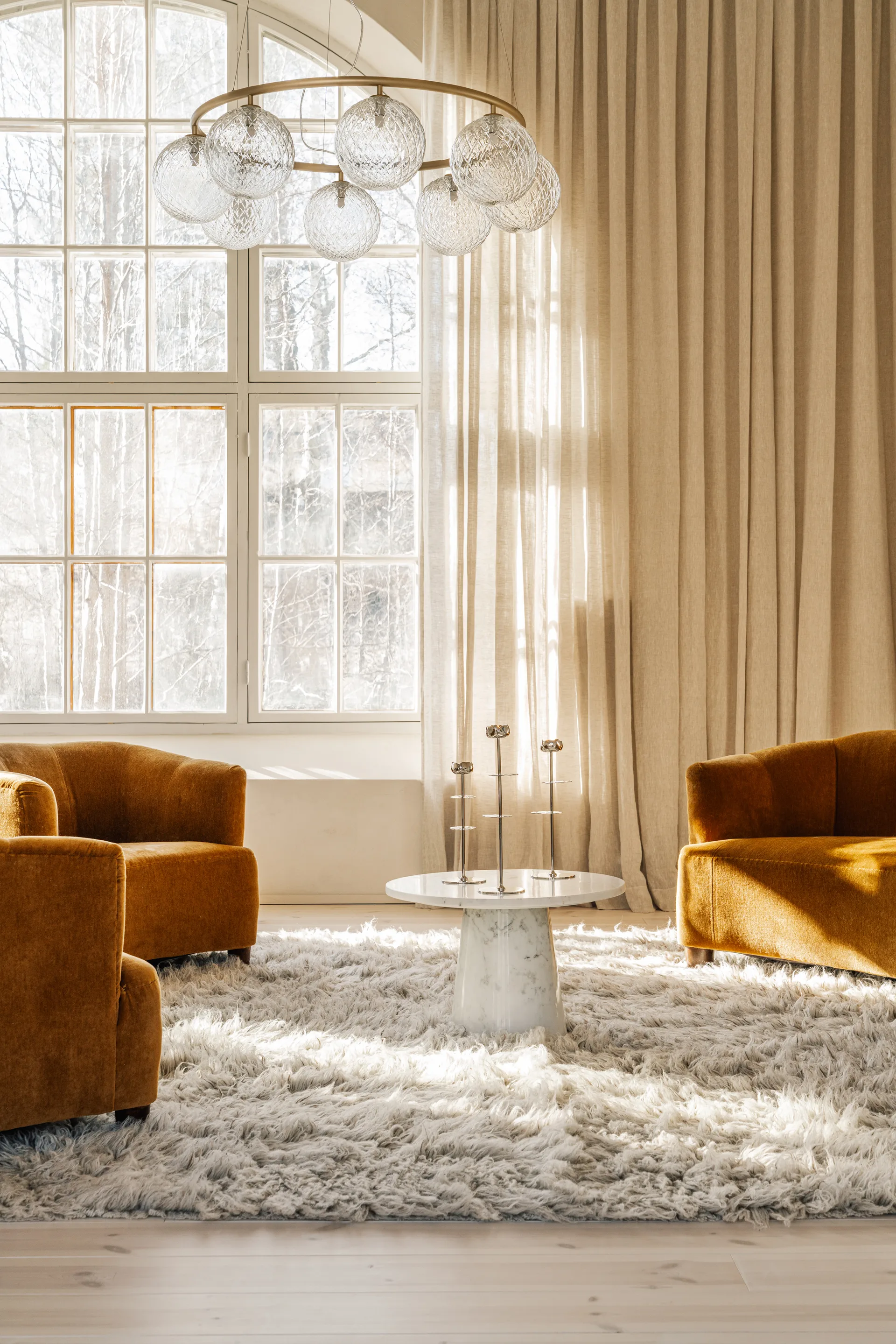 Ninfea Alta lysestage 30 cm, Forkromet messing Hilke Collection