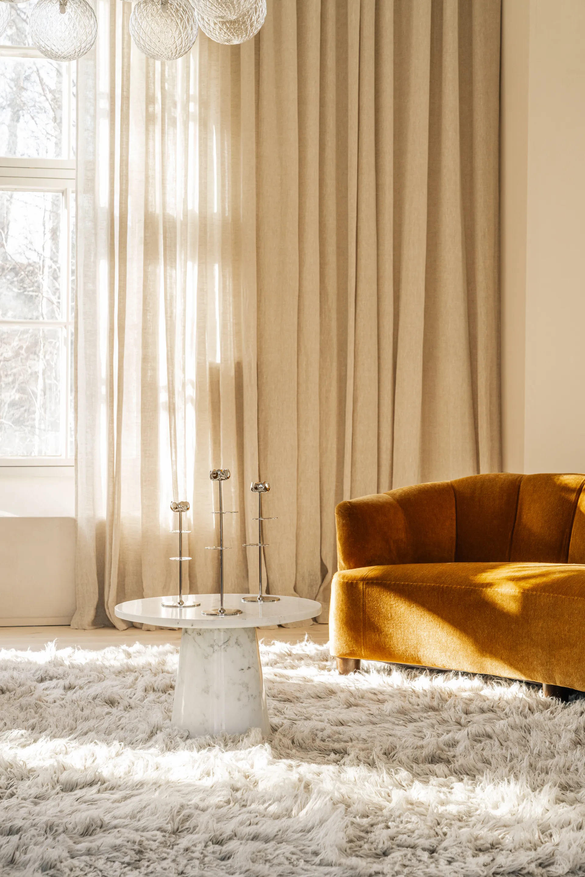 Ninfea Alta lysestage 35 cm, Forkromet messing Hilke Collection