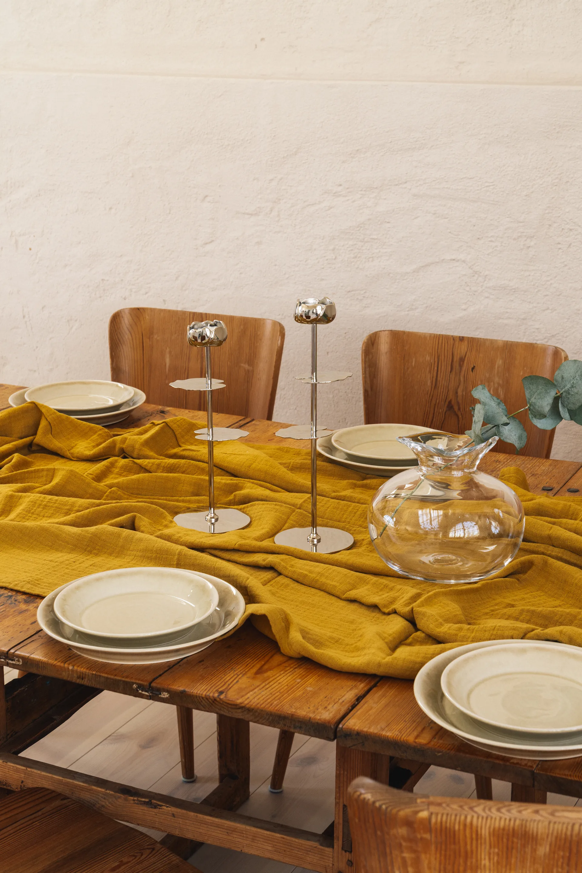 Ninfea Alta lysestage 35 cm, Forkromet messing Hilke Collection