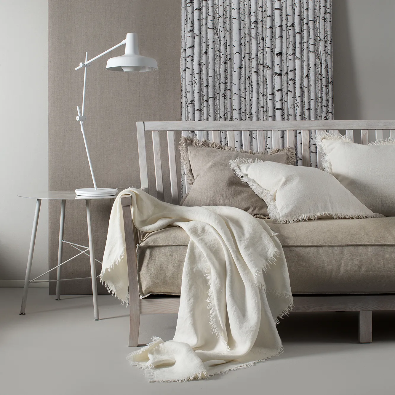 Merlin plaid i hør 130x170 cm, Offwhite (hvid) Himla